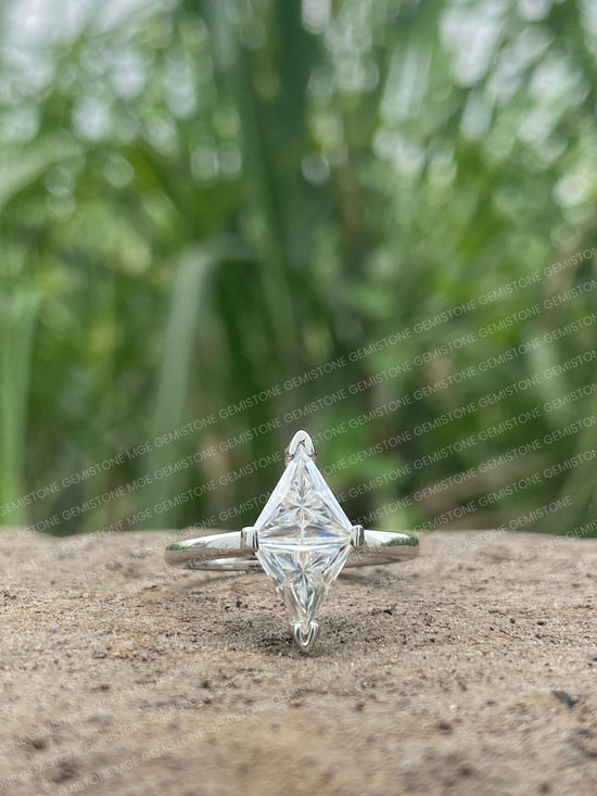 Two Stone Triangle Moissanite Geometrical Engagement Ring