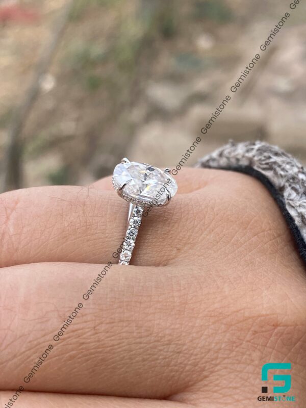3 CT Oval Cut Moissanite Hidden Halo Simone Biles Engagement Ring