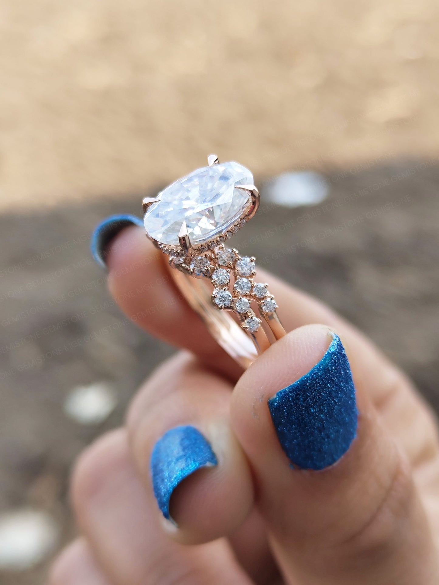 4.5 CT Oval Cut Moissanite Wedding Bridal Ring Set For Her