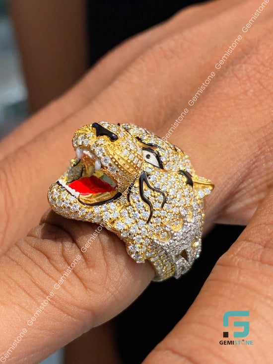 Roar Head Tiger Hip Hop Bust Down Ring