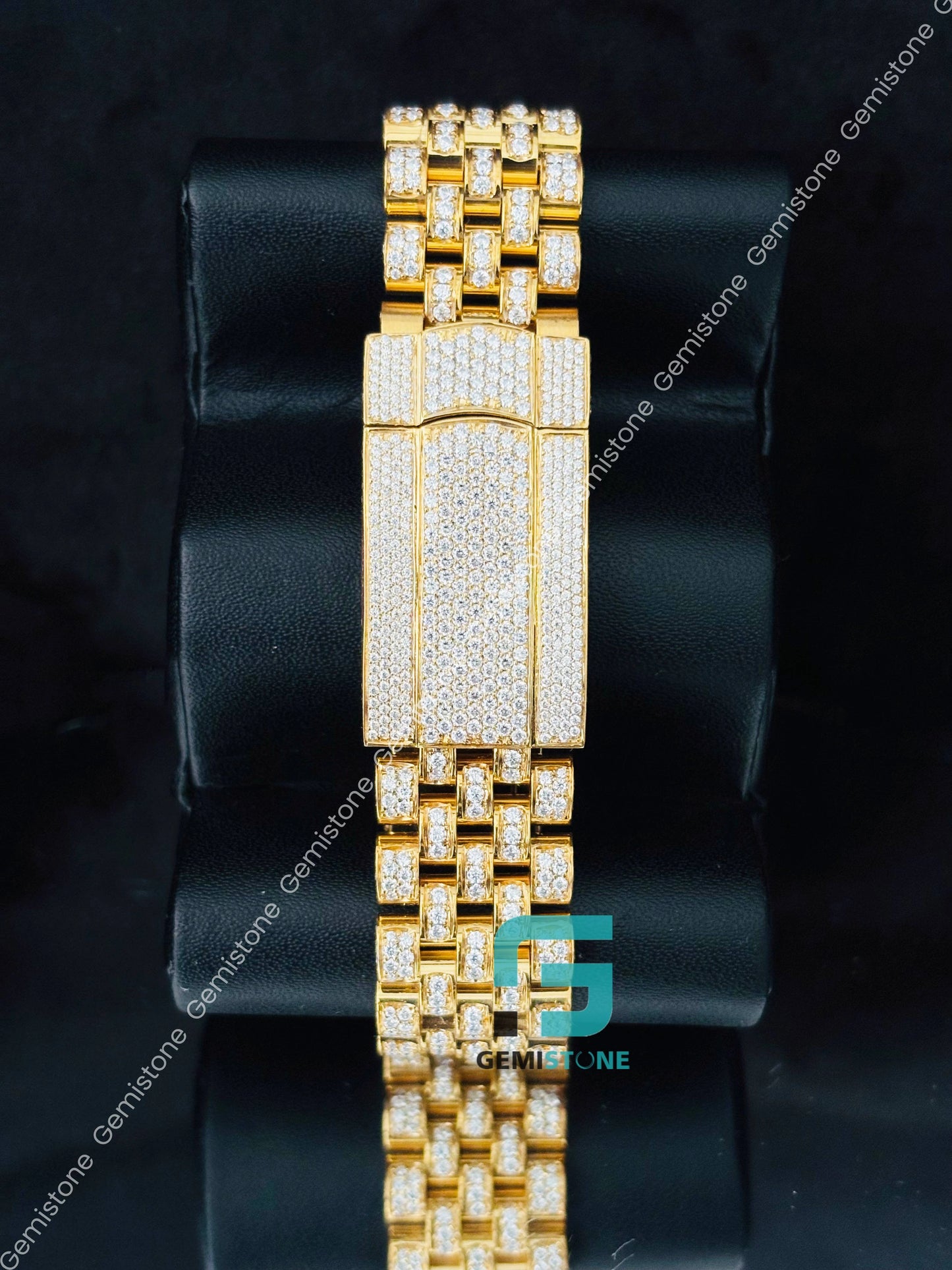 Rolex Black Dial Moissanite Watch For Men