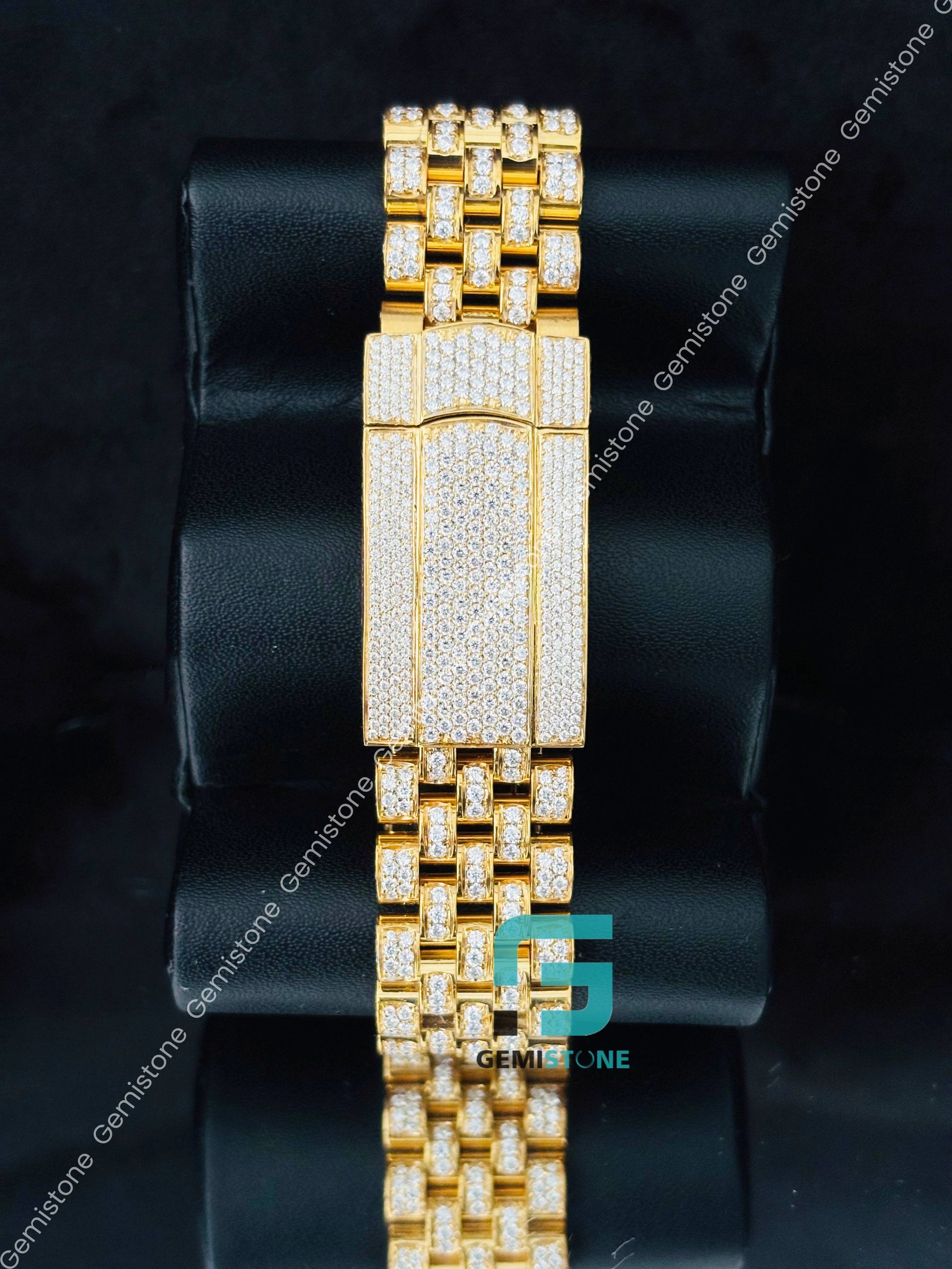Rolex Black Dial Moissanite Watch For Men