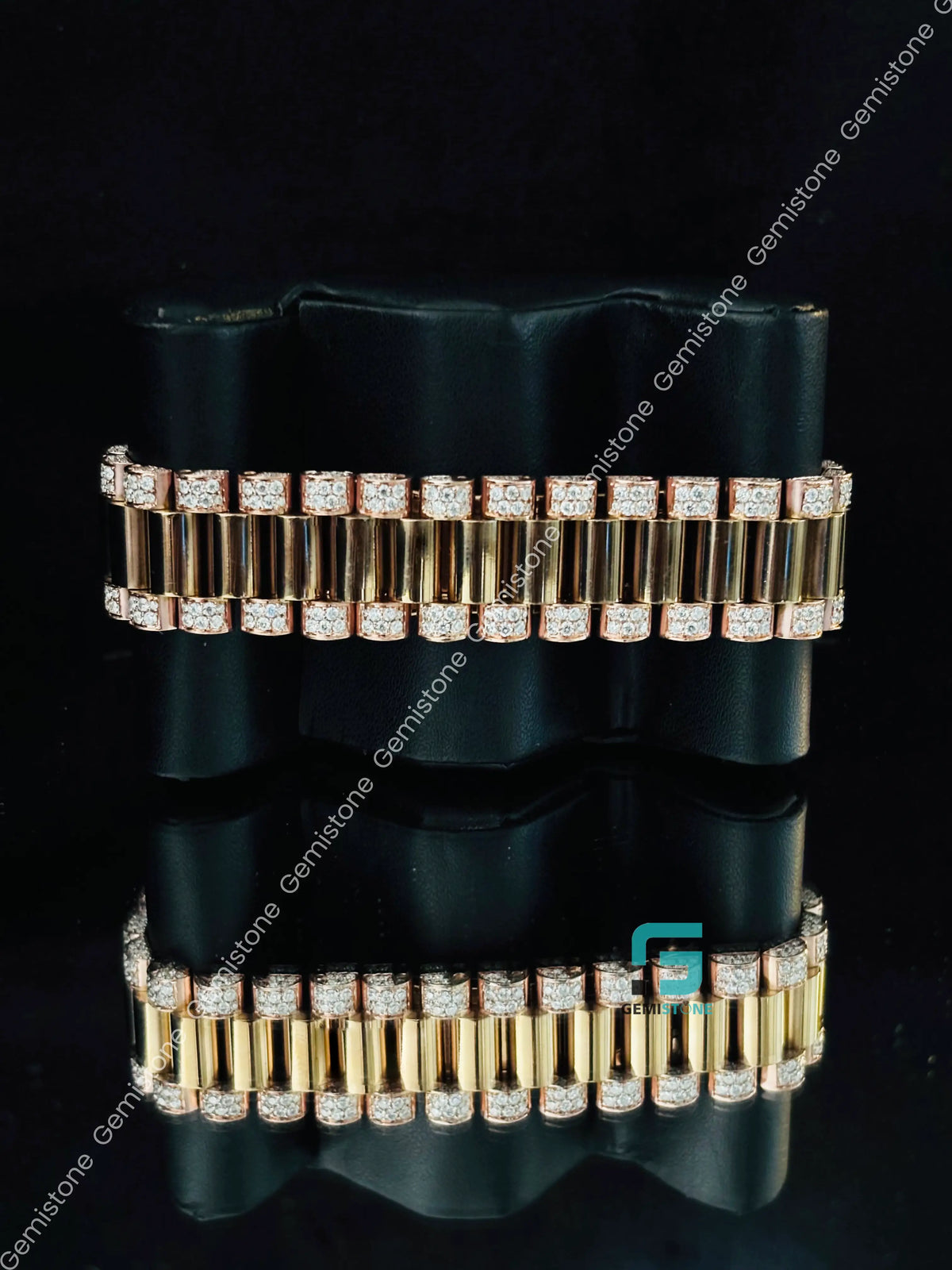 Rolex Studded Roman Number Iced Out Pichest Dial Moissanite Watch 