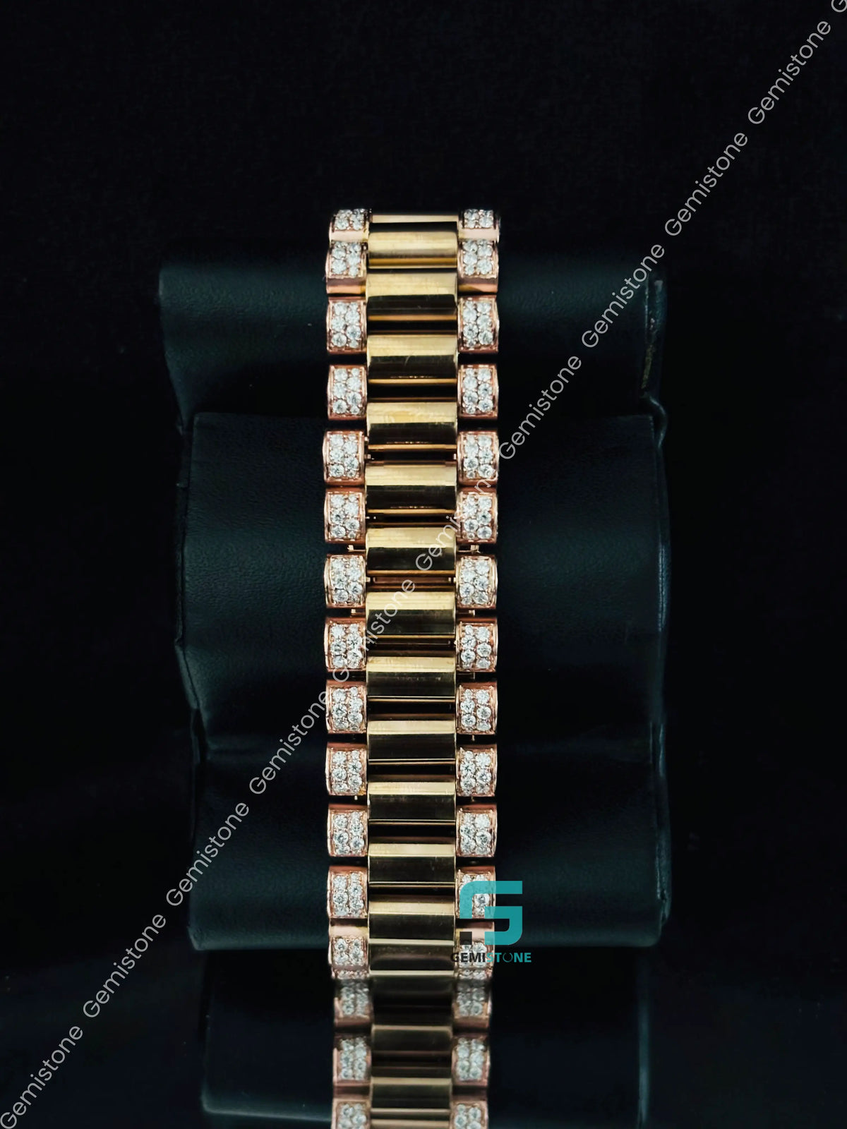 Rolex Studded Roman Number Pichest Dial Moissanite Watch 
