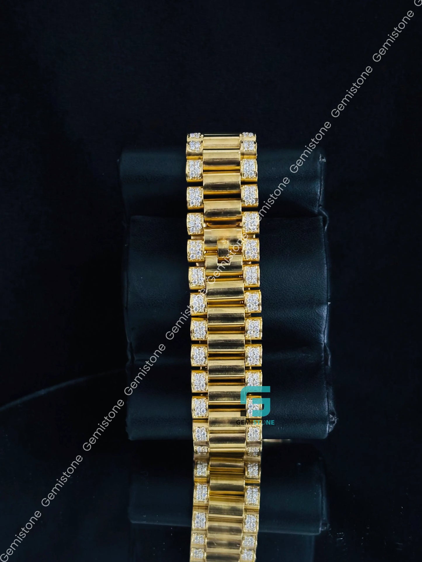 Rolex Yellow Gold Moissanite Hip Hop Watch