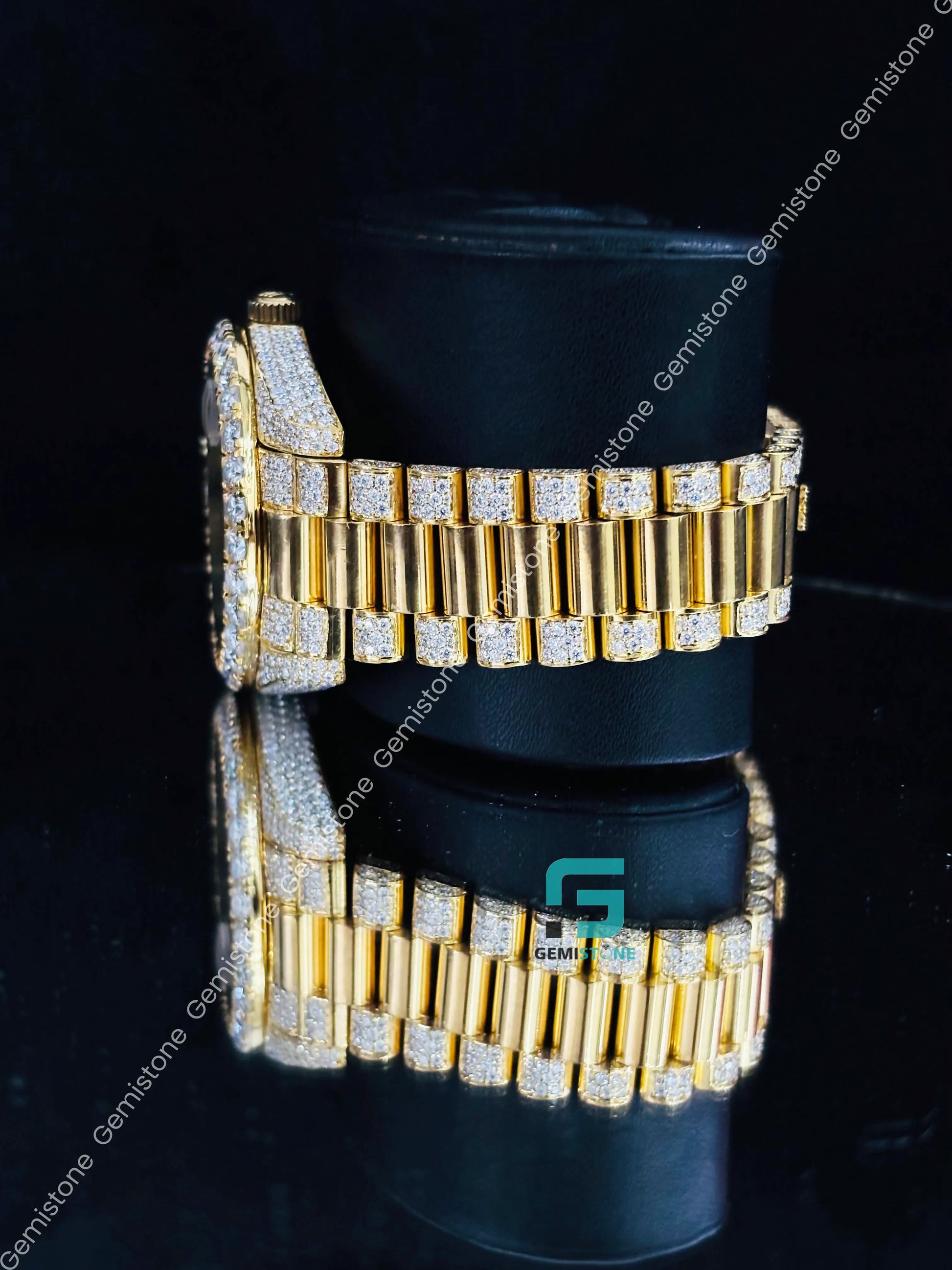 Rolex Yellow Gold Moissanite Iced Out Watch