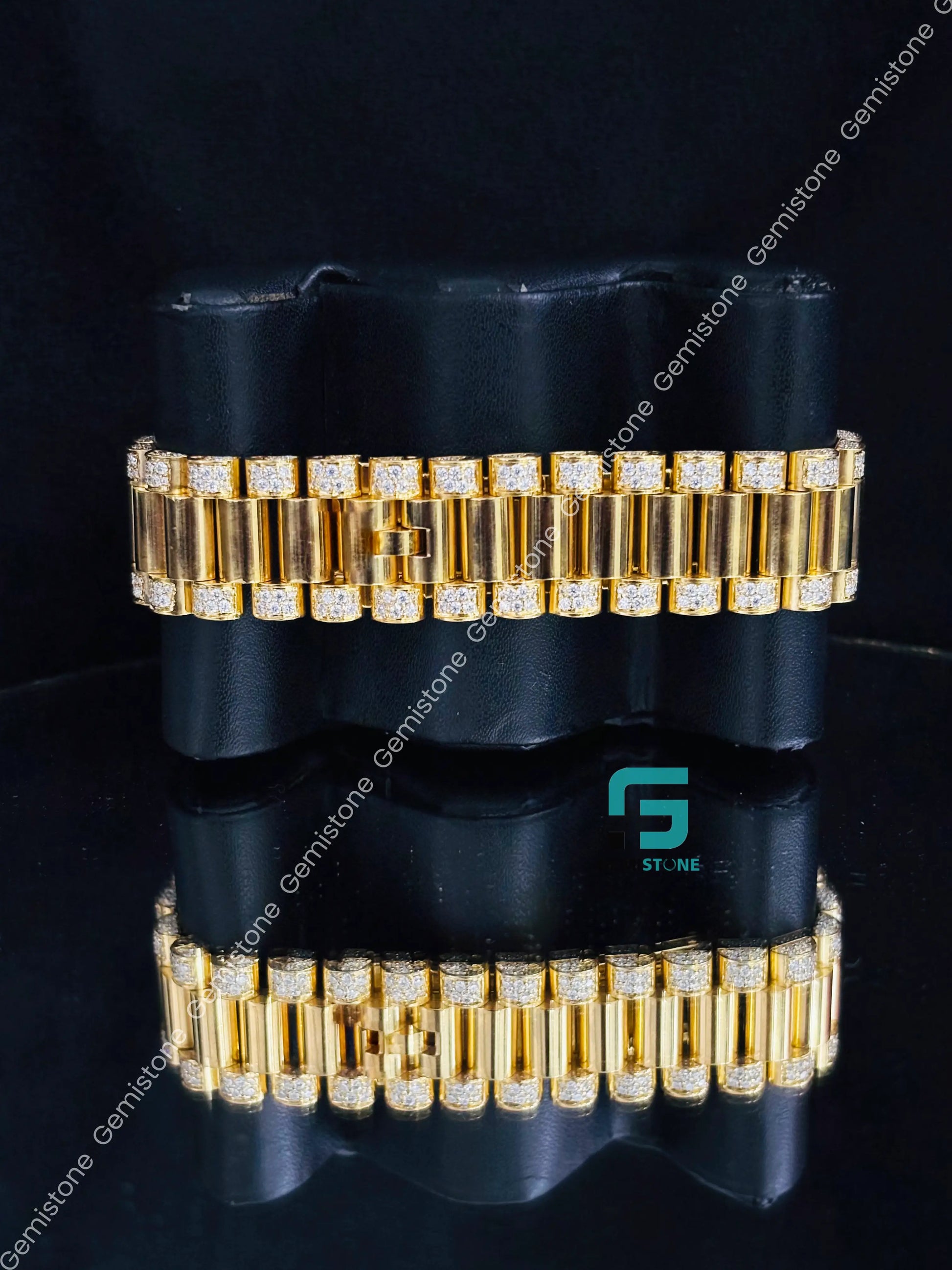 Rolex Yellow Gold Plated Moissanite Hip Hop Watch For Men
