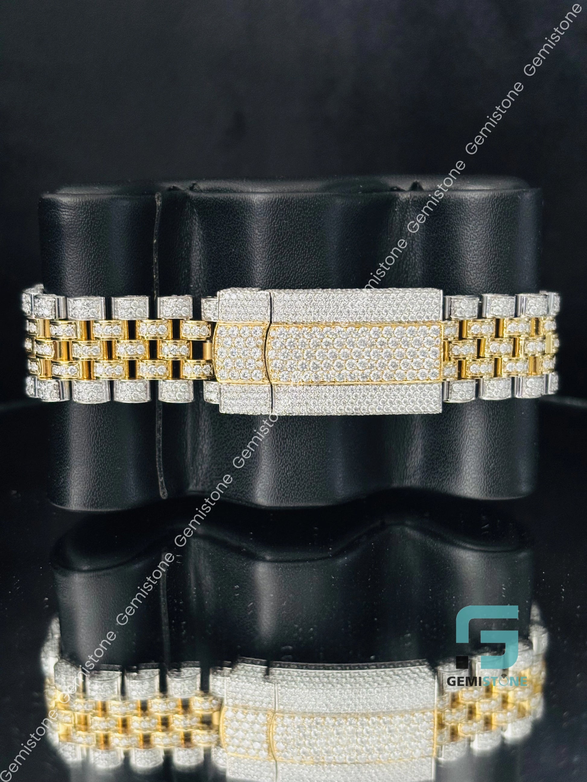 Rolex Yellow Gold Plating Iced Out Moissanite Watch