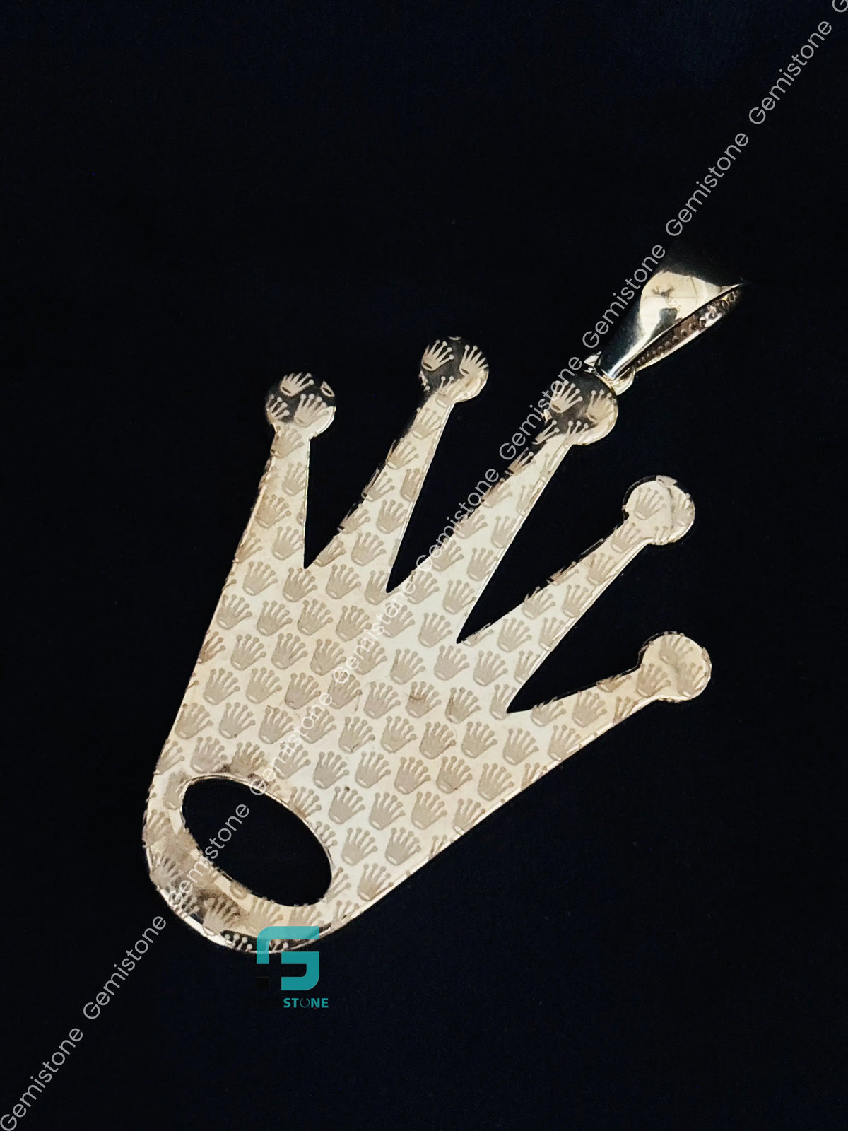 Baguette and Round Moissanite Roli Crown Shape Pendant