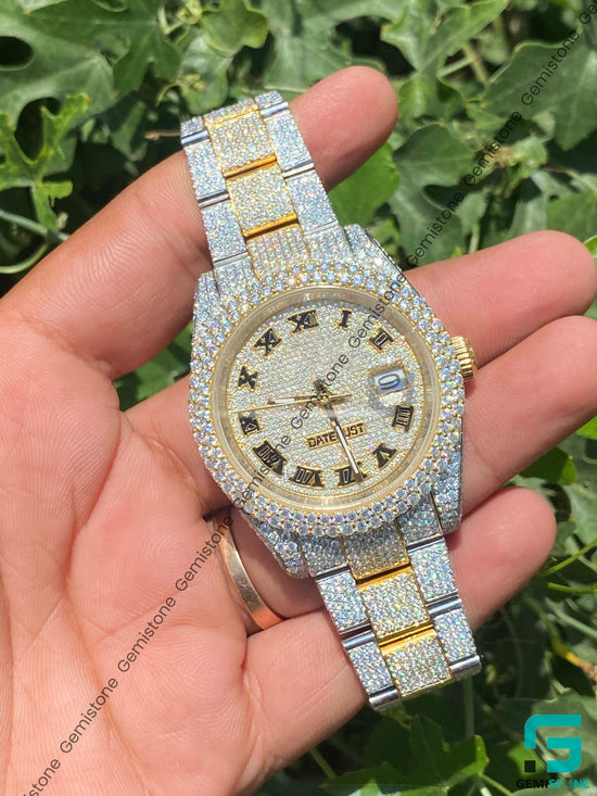 Roman-Dial-Diamond-Moissanite-Watch-scaled