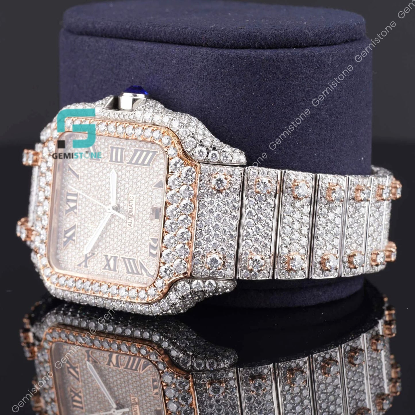 Men's Fully Iced Bust Down Moissanite Diamond Wrist Watch