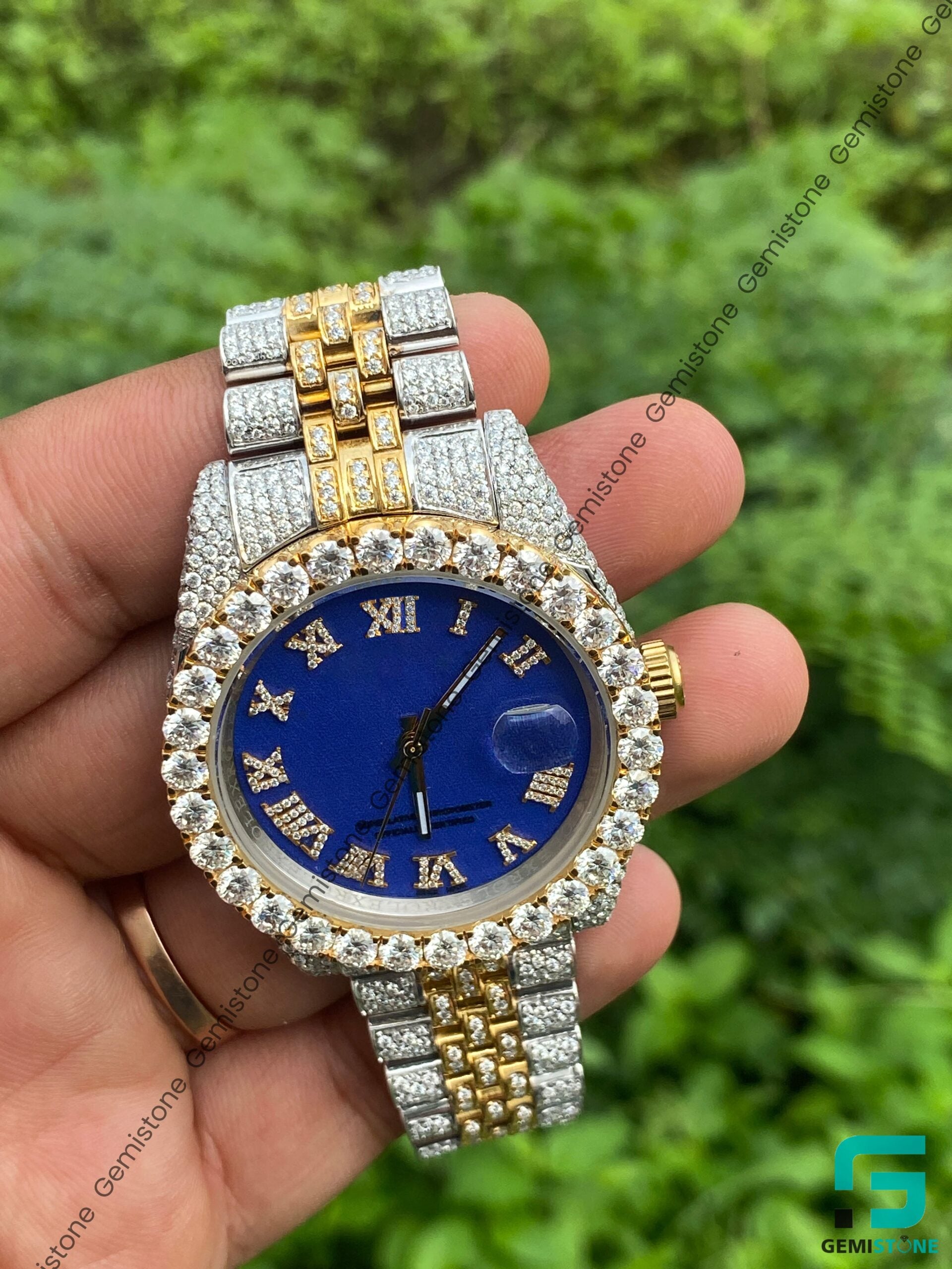 Roman-Number-Dial-Iced-out-Watch