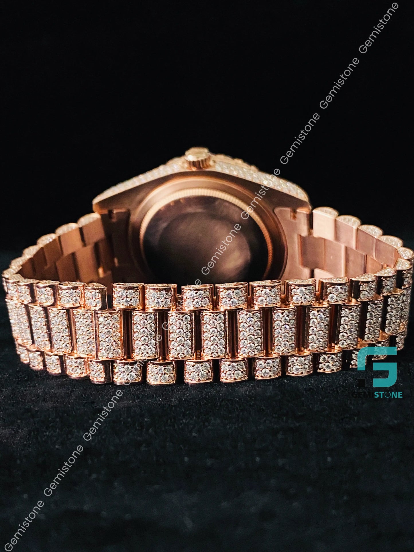 41MM Roman Dial Fully Iced Out Two Tone Custom VVS Moissanite Watch