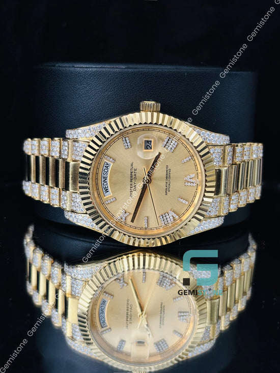 Roman Diamond Number Studded Moissanite Automatic Watch