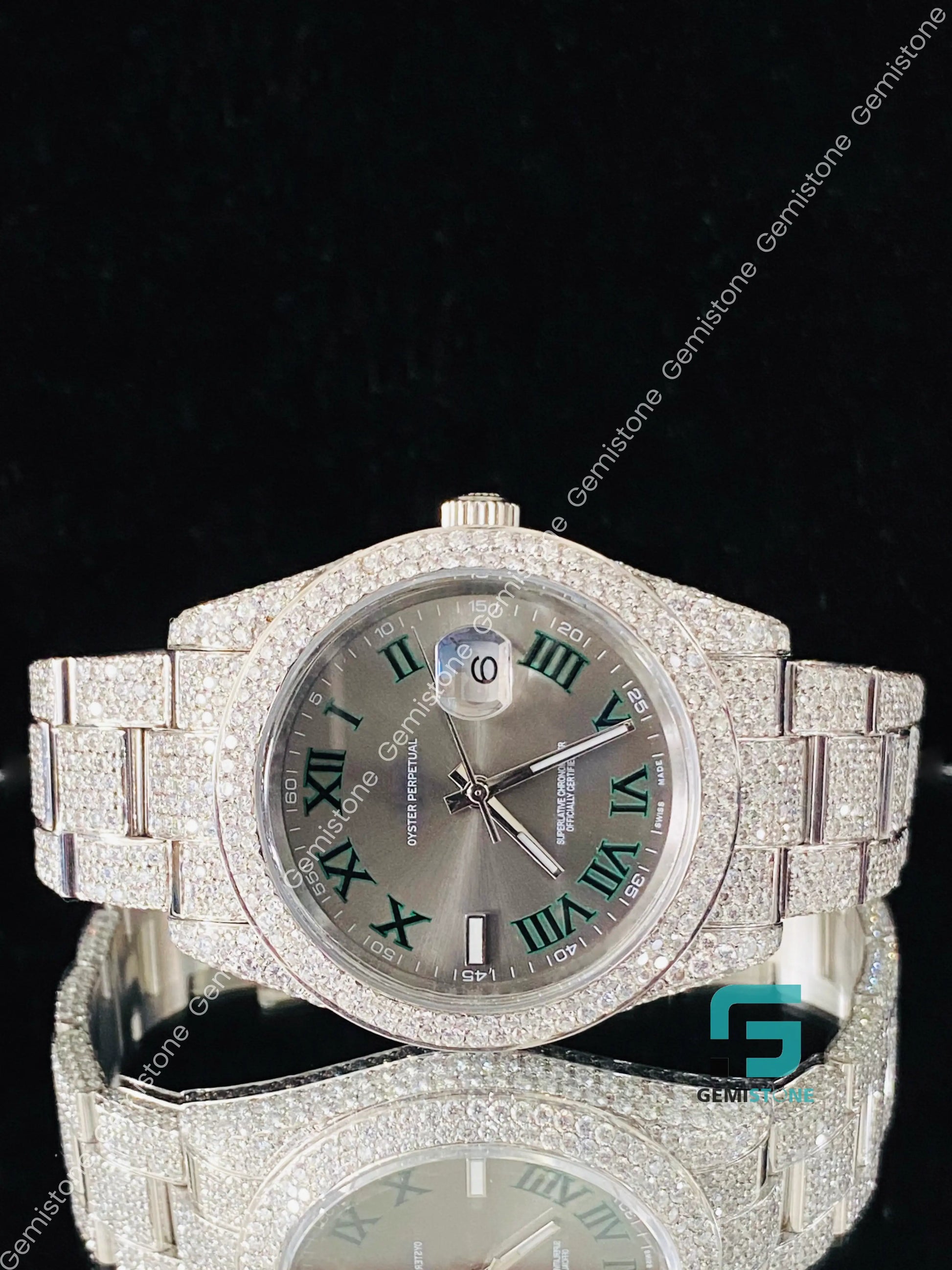 Roman Number Hip Hop Moissanite Watch