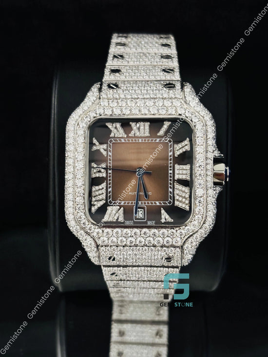 Roman Number Moissanite Hip Hop Iced out Watch