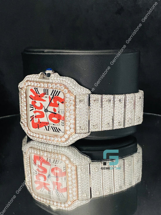 Roman Number Moissanite Iced Out Hip hop Watch