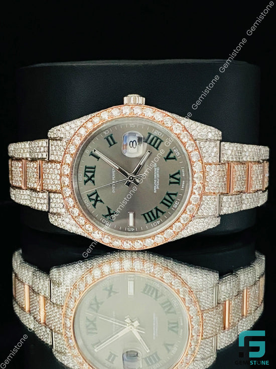 Roman Numbers Hip Hop Moissanite Watch