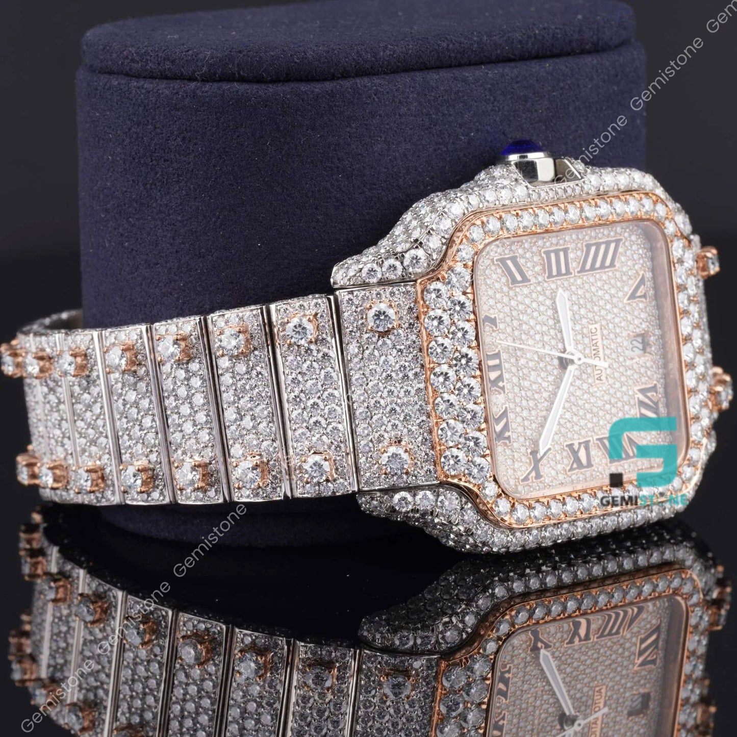 Men's Fully Iced Bust Down Moissanite Diamond Wrist Watch