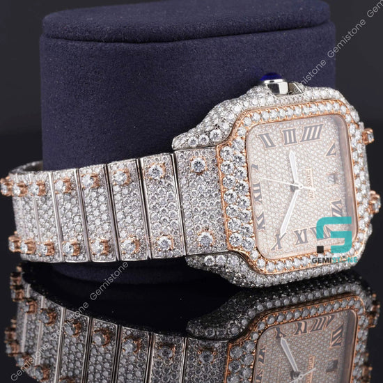 Men's Fully Iced Bust Down Moissanite Diamond Wrist Watch