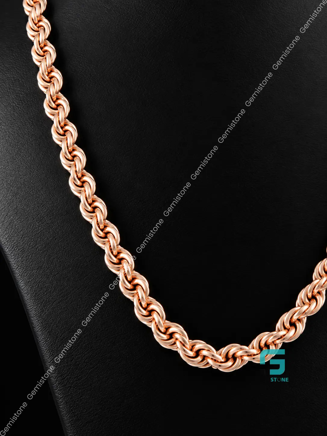 7MM Rose Gold Plated Lobster Closure Rope Chain in 925 Silver
