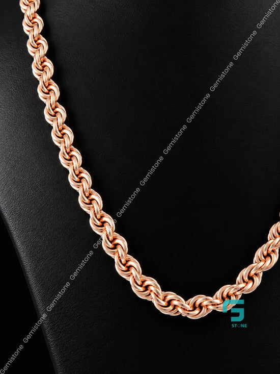 7MM Rose Gold Plated Lobster Closure Rope Chain in 925 Silver