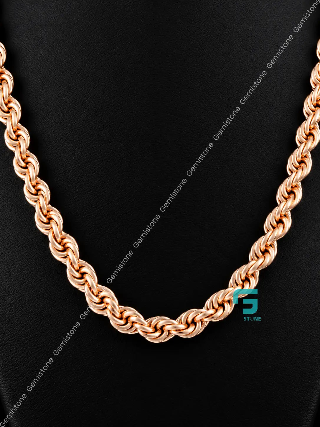 7MM Rose Gold Plated Lobster Closure Rope Chain in 925 Silver