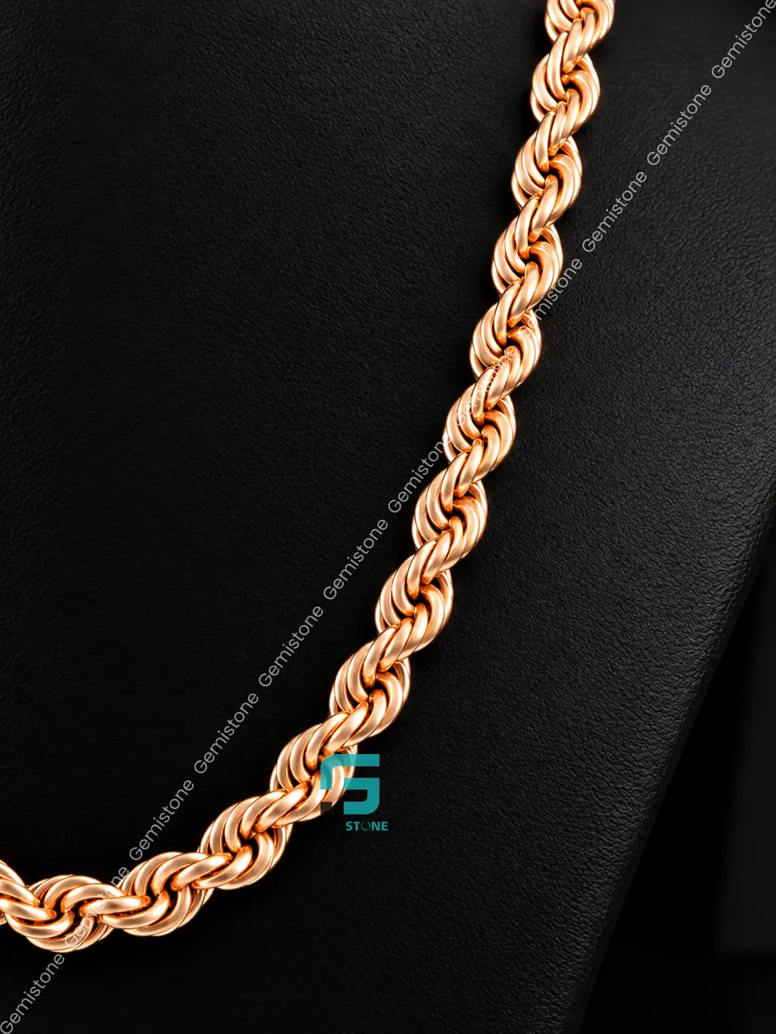 7MM Rose Gold Plated Lobster Closure Rope Chain in 925 Silver