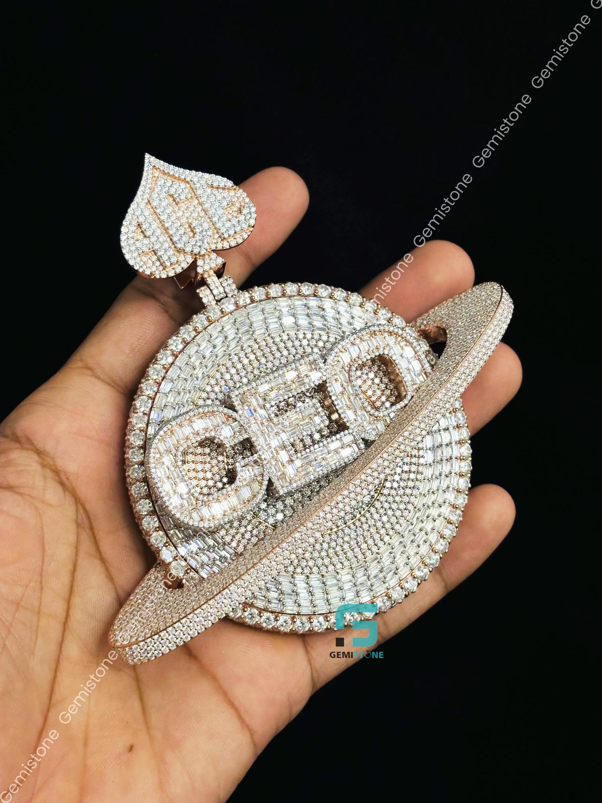 Rose Gold Plated 925 Silver Moissanite Custom Name CEO Pendant For Men