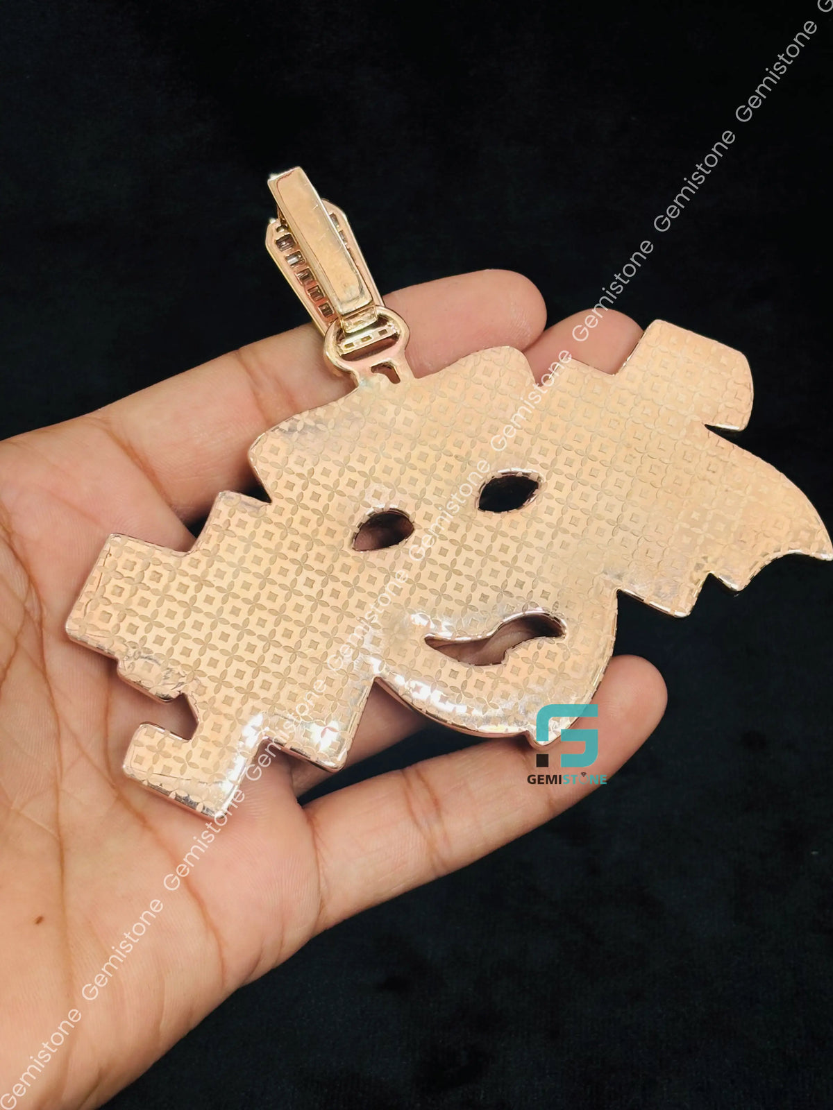 Rose Gold Plated Baguette Diamond Iced Out Crying Face Moissanite Pendant