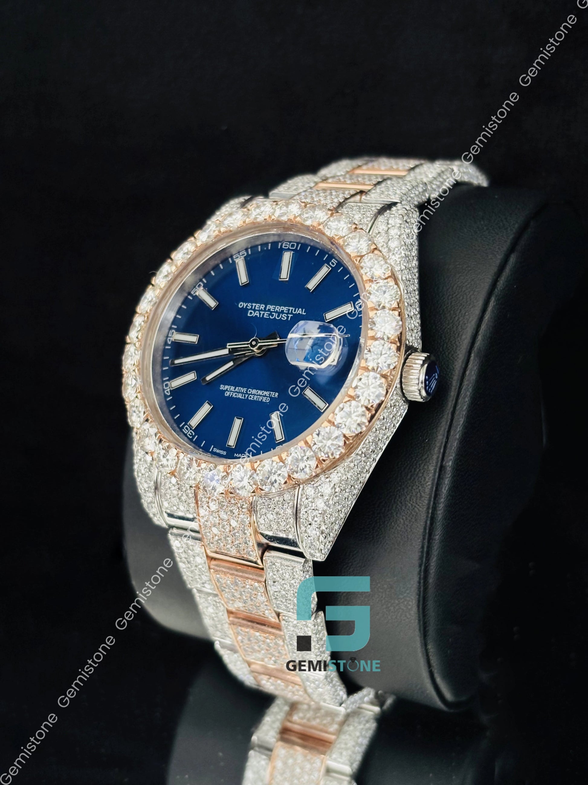 Rose Gold Plated Big Bezel Moissanite Watch