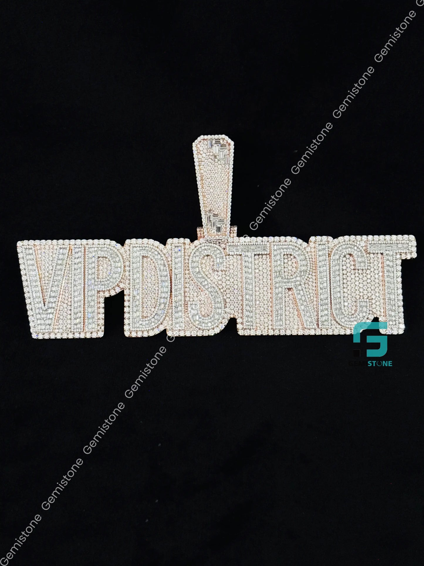 Rose Gold Plated Custom Letter Moissanite Hip Hop Pendant
