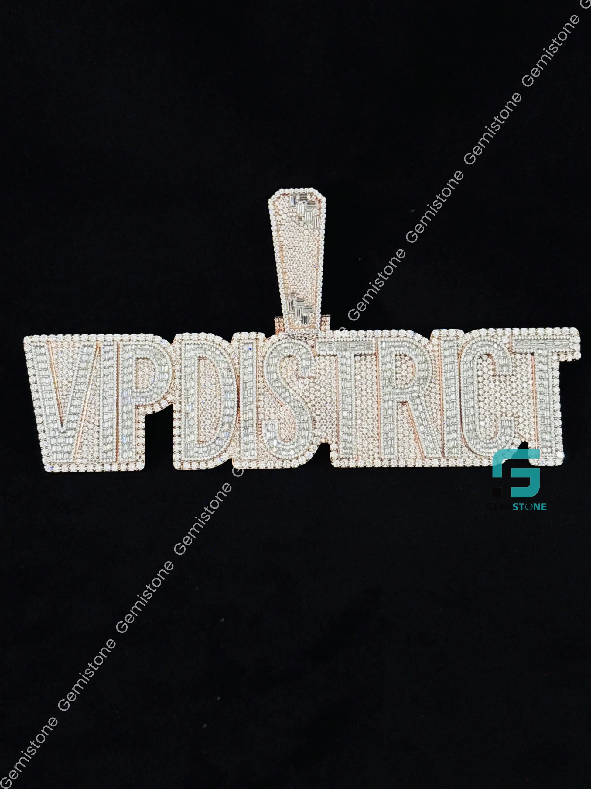 Rose Gold Plated Custom Letter Moissanite Hip Hop Pendant