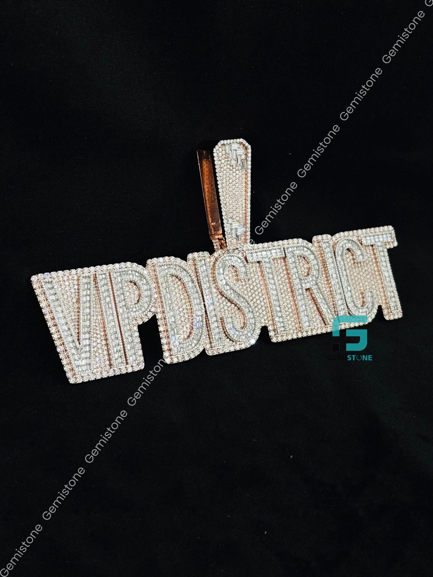 Rose Gold Plated Custom Letter Moissanite Hip Hop Pendant For Men