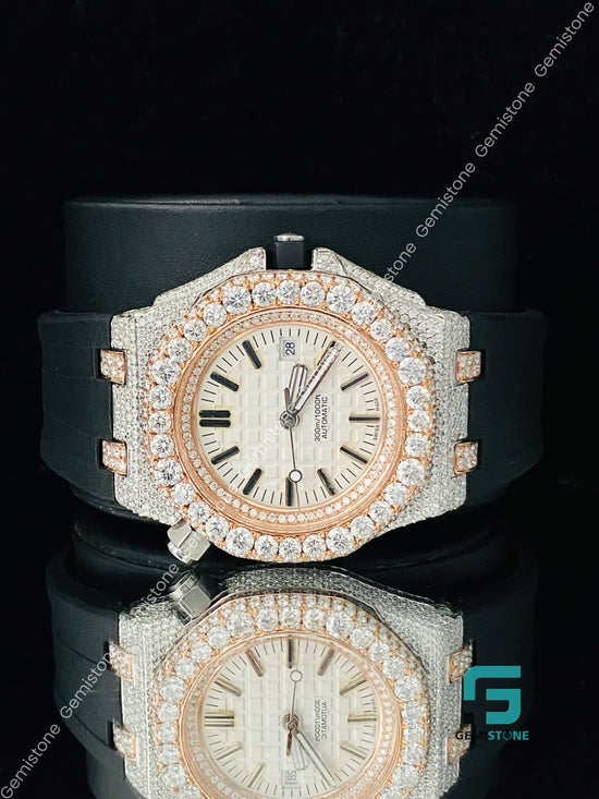 Rose Gold Plated Fully Face Dial Moissanite Watch