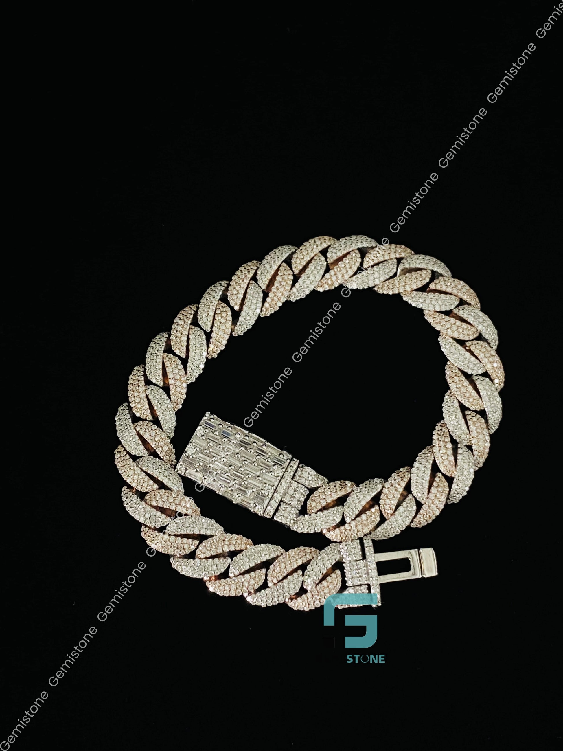 Rose Gold Plated Moissanite Cuban Link Bracelet