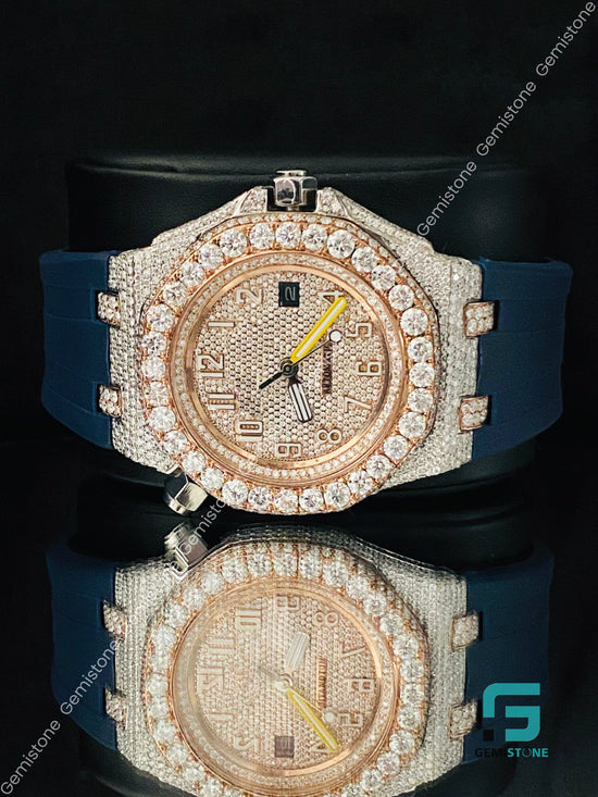 Rose Gold Plated Moissanite Diamond Wrist Watch