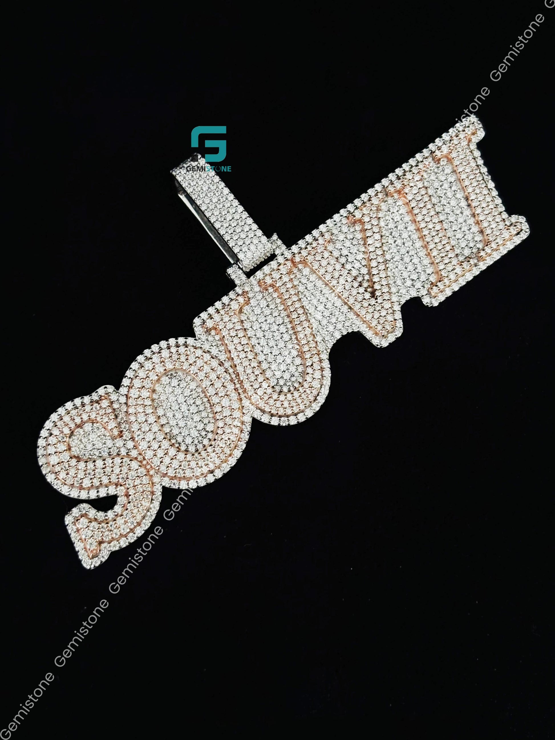 Rose Gold Plated Moissanite Hip Hop Pendant