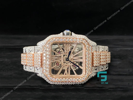 Rose Gold Plated Skeleton Dial Watch