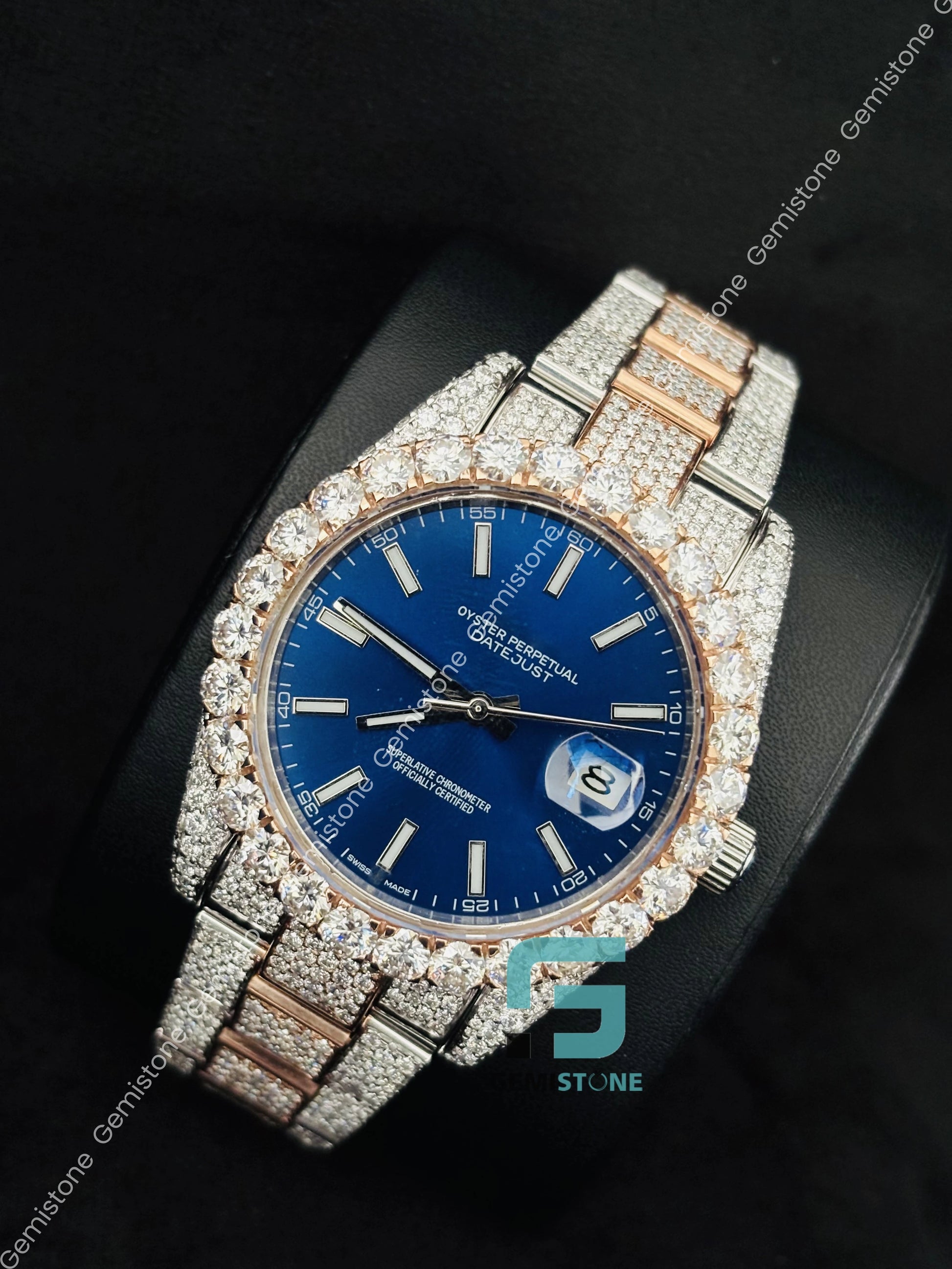 Rose Gold Plated VVS Moissanite Wrist Watch for Men