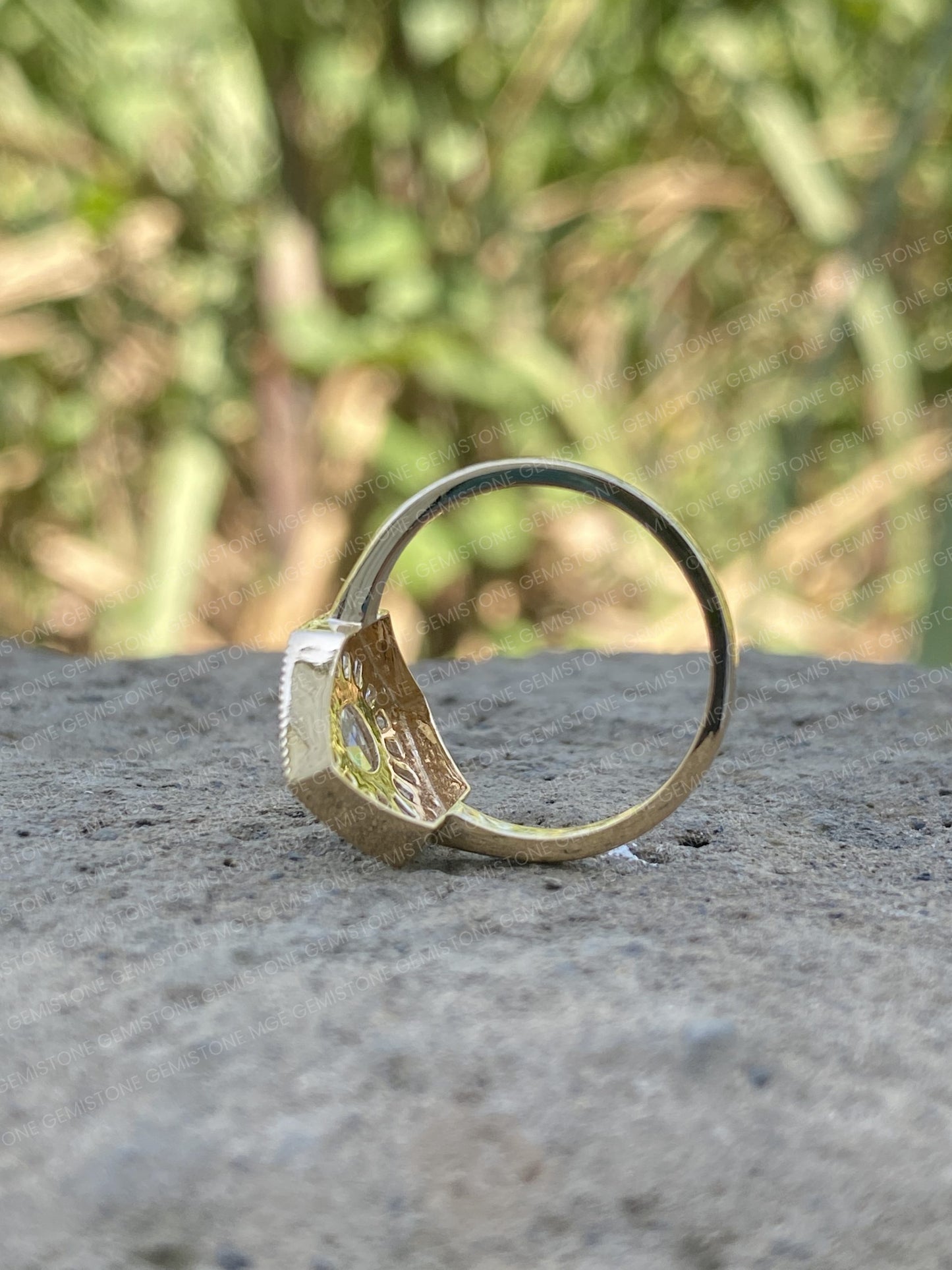 Hexagon Shape Round Rose Cut Moissanite Halo Vintage Engagement Ring