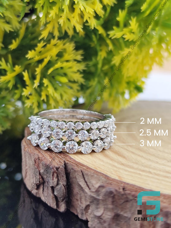 2.00mm, 2.50mm & 3.00mm Half Eternity Round Diamond Band | Minimalist Stacking Ring