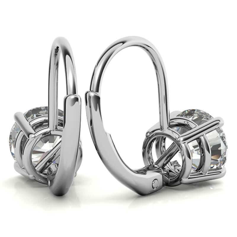 Round Moissanite Diamond Leverback Drop Dangle Earrings