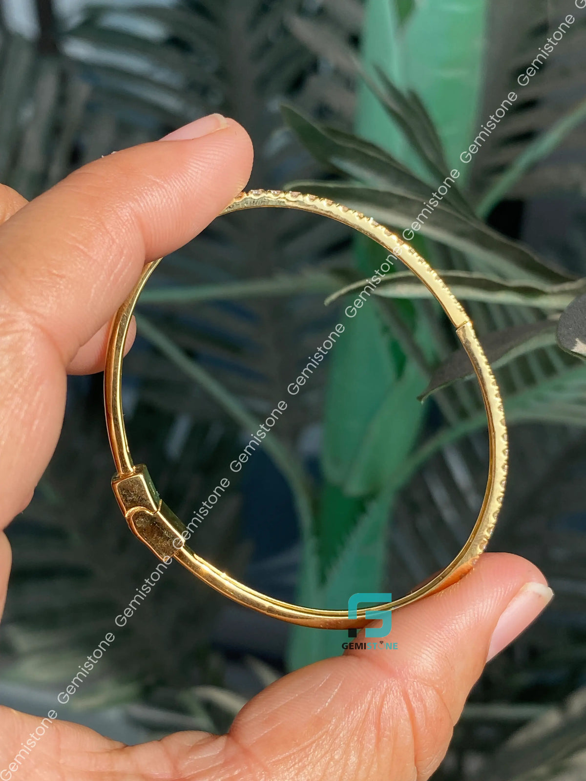 Round Open Cuff Statement Moissanite Claw Bangle Bracelet