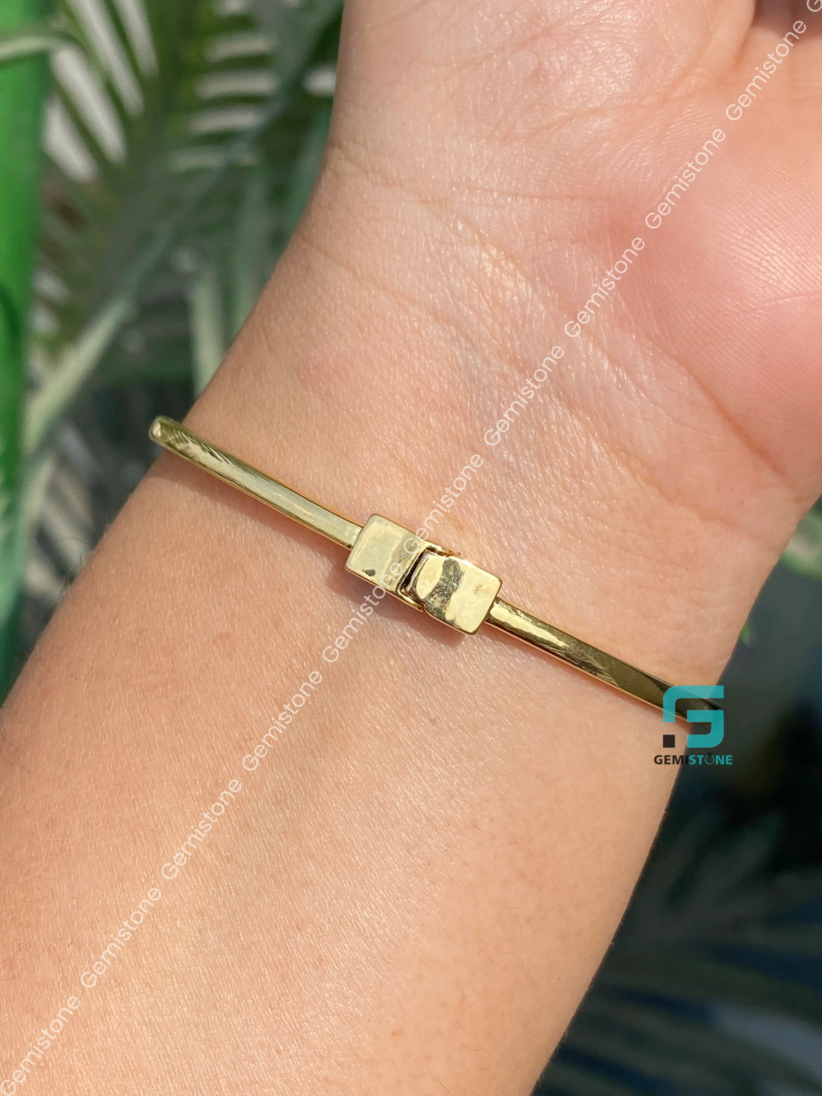 Round Open Cuff Statement Moissanite Claw Bangle Bracelet