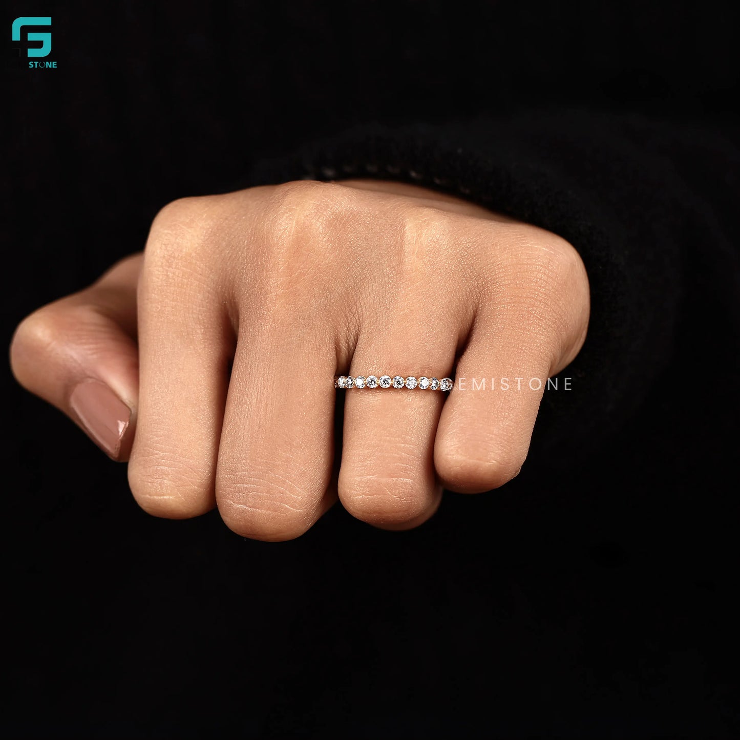 Round Yellow Gold Lab Diamond Floating Bubble Band