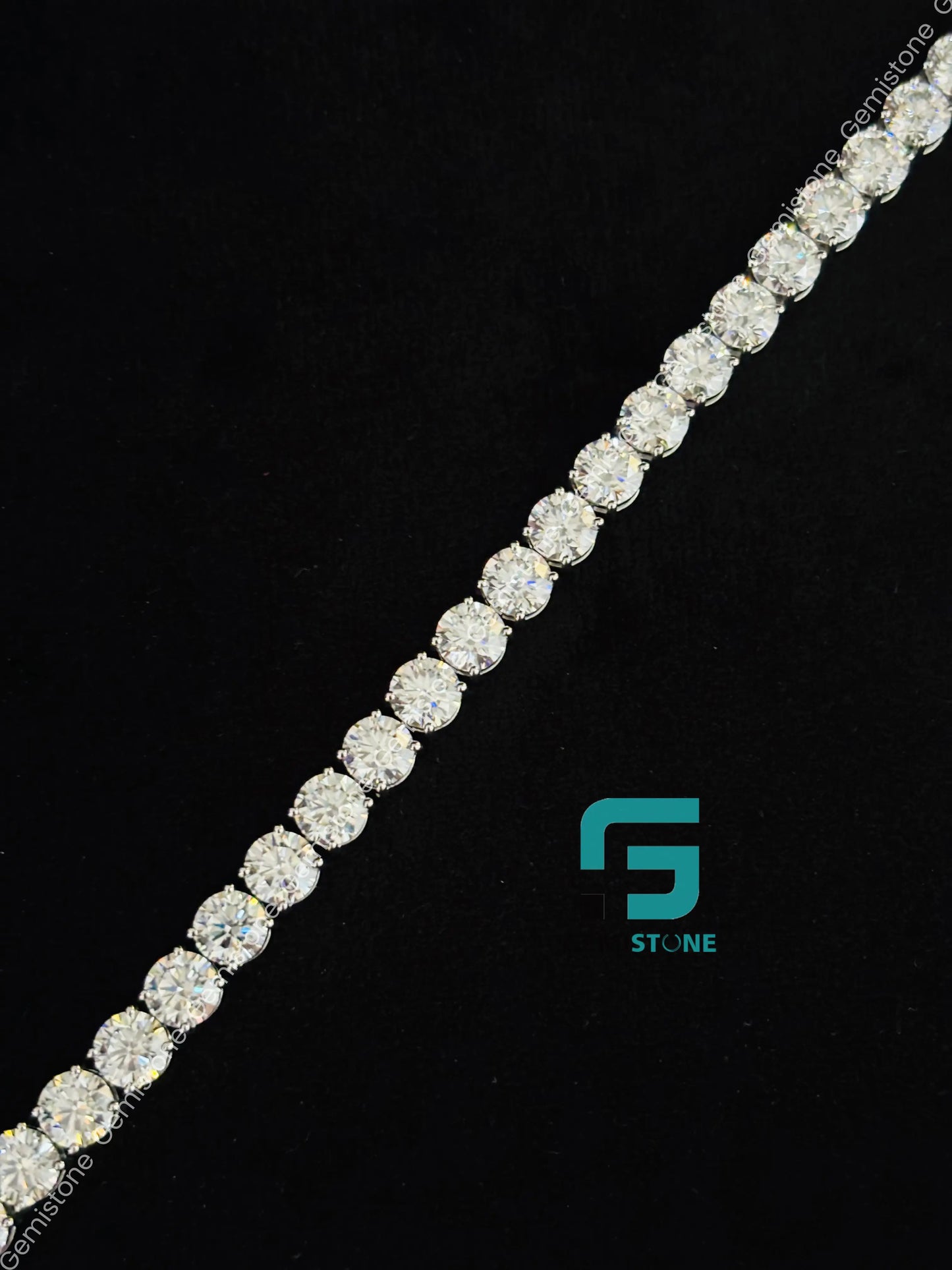 Round 925 Silver Moissanite Bracelet For Men