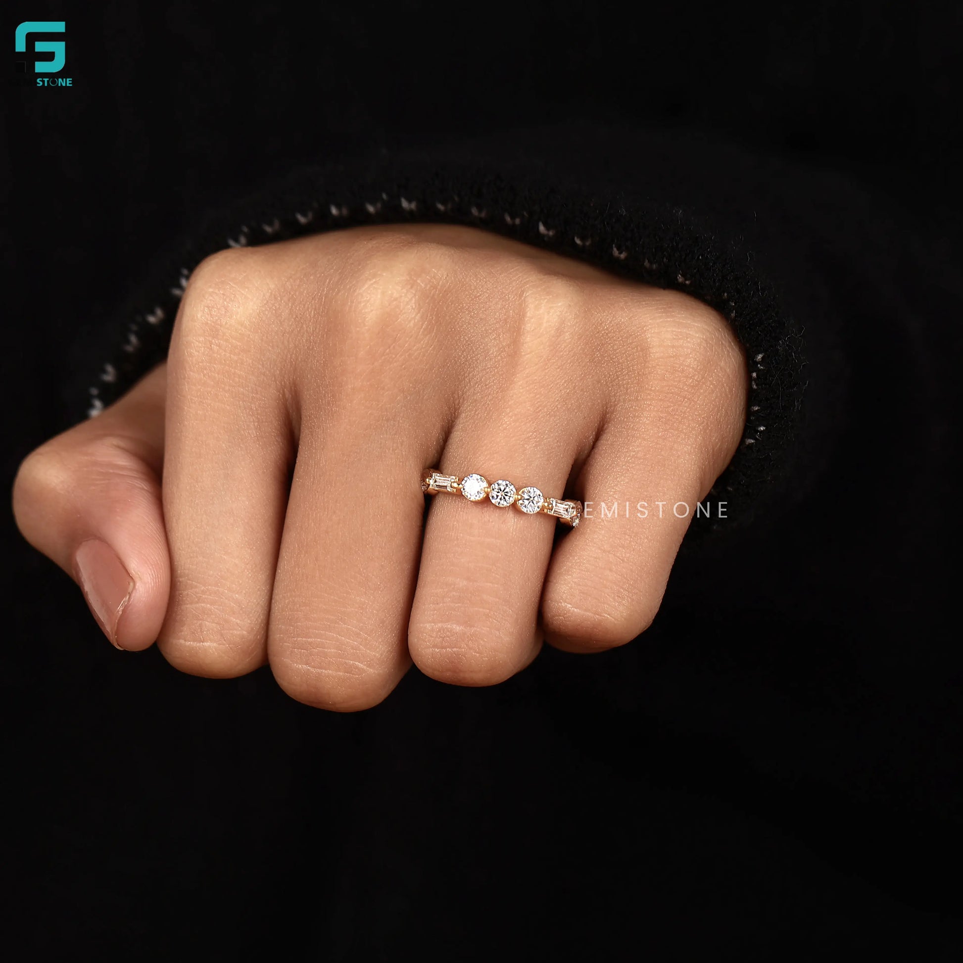 Round And Baguette Lab Diamond Full Eternity Band 