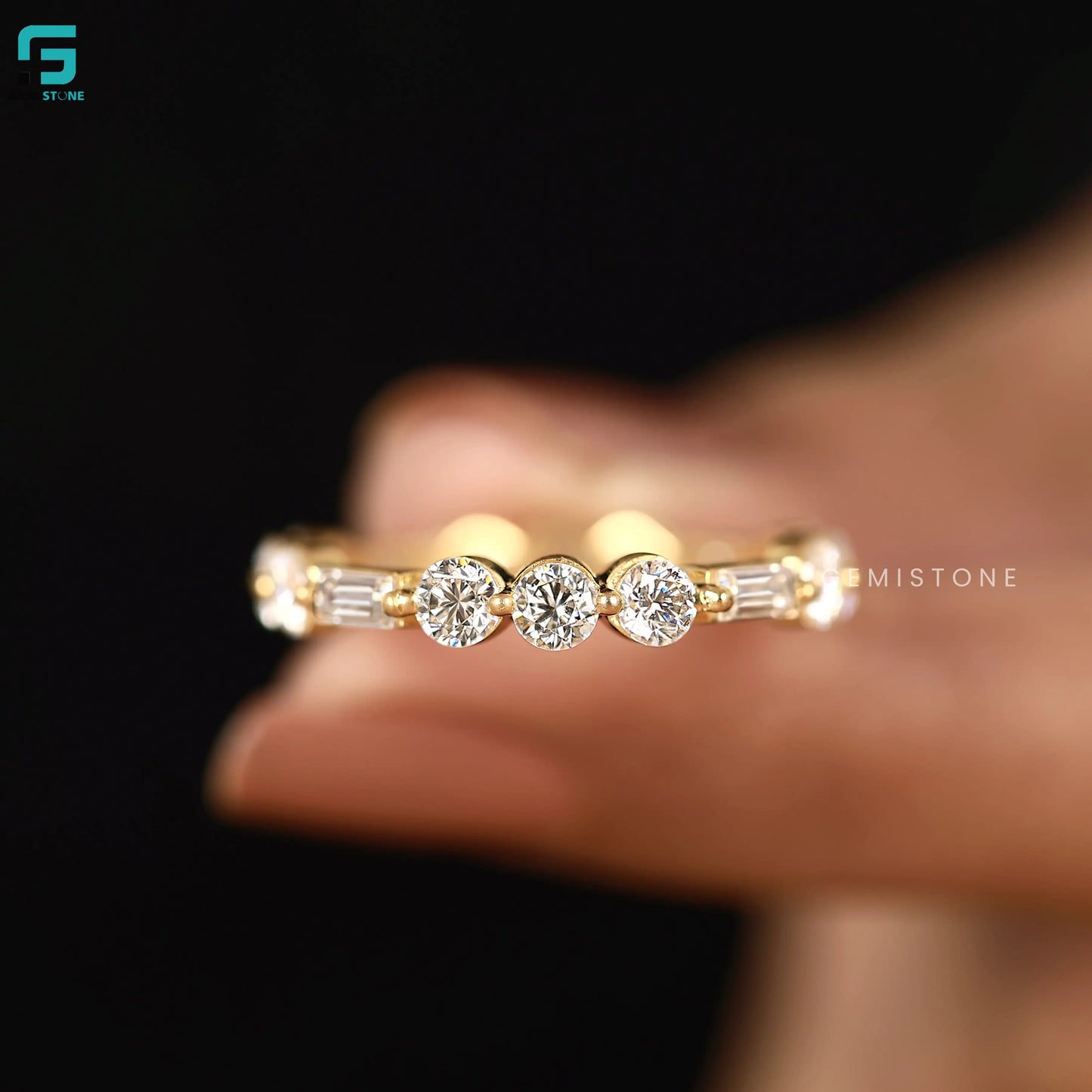 Round And Baguette Lab Diamond Full Eternity Band For Women