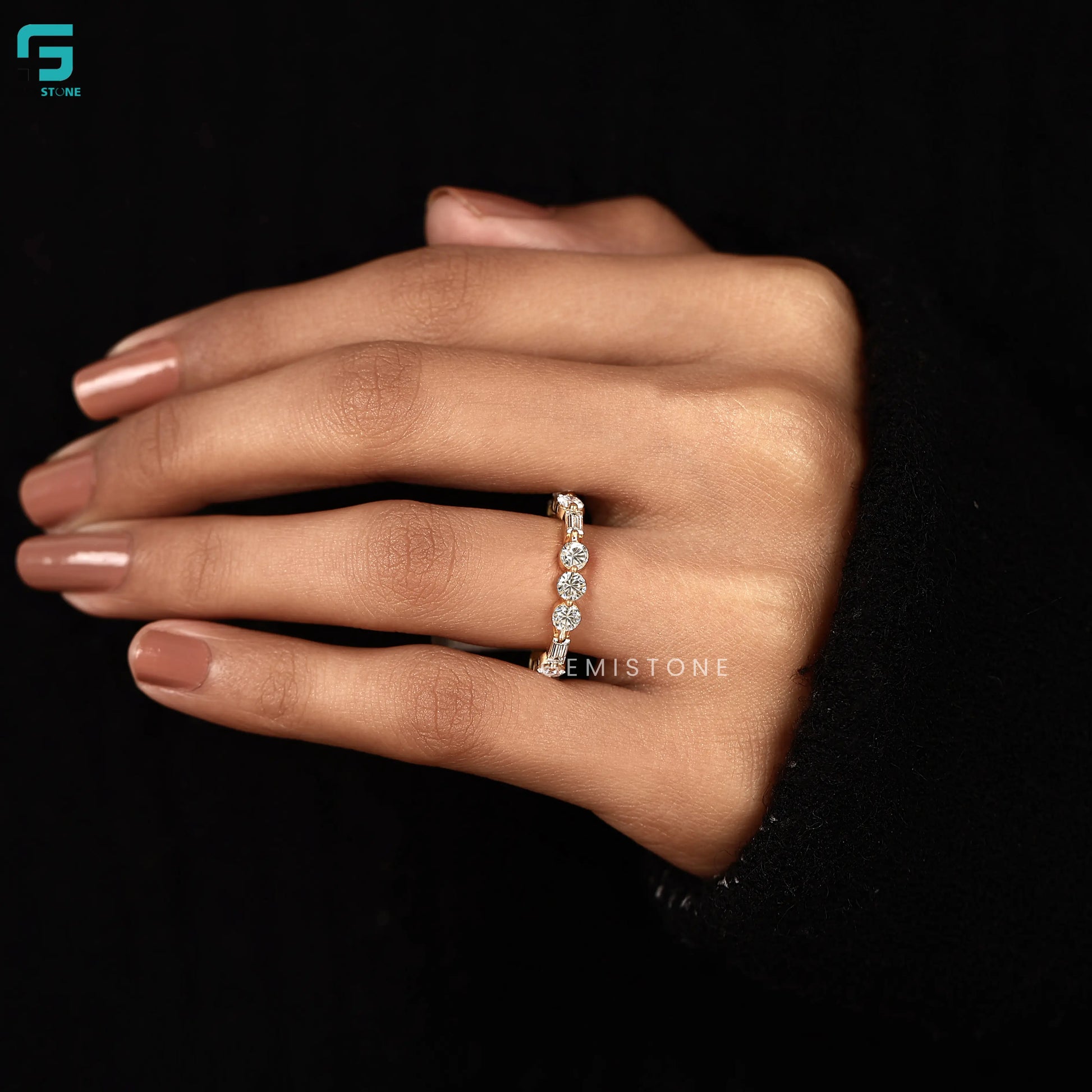 Round And Baguette Lab Grown Diamond Full Eternity Band 